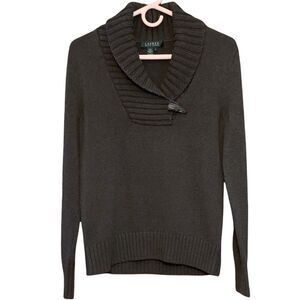 Lauren Ralph Lauren 100% Cotton Cowl Neck Toggle Sweater Size Medium